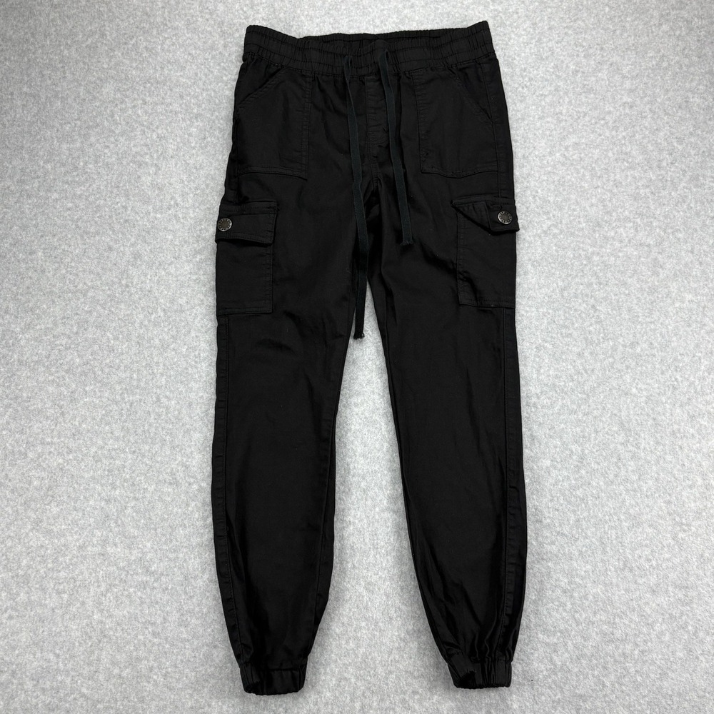 VIP Pants Womens 11 Black Stretch Cargo Pockets Elastic Waist Drawstring Jogger